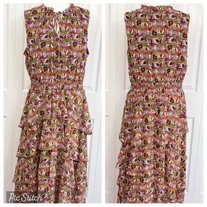 NWT Sam and Jess Purple Multi Sleeveless Tiered Ruffle Midi Dress XL
